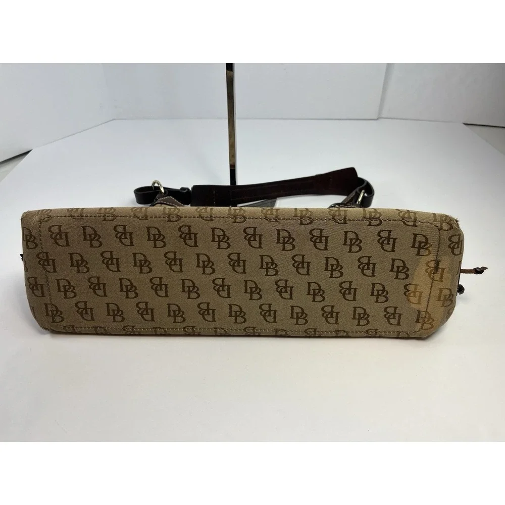 Dooney & Bourke Gretta Hobo Shoulder Handbag Large Satchel Purse Brown Canvas